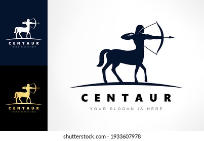 Vector del logo del archipiélago de Centaur. Diseño de criatura mitológica. 