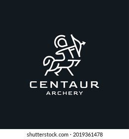 centaur archery ancient line outline abstract logo design minimalist