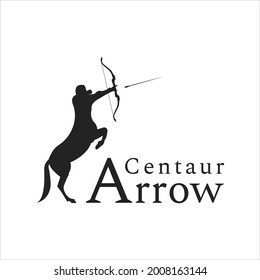 Centaur Arrow logo design in black and white with unique and eye-catching text and floating arrows