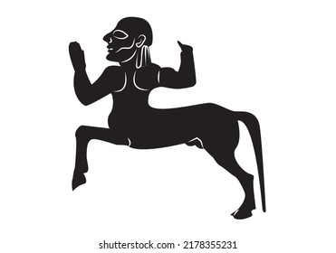 Centaur in black over white. Greek mythology