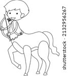 Centaur black and white doodle character illustration