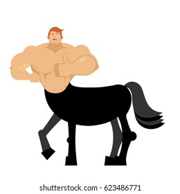 Centaur fairytale creature. Man horse isolated. Fantastic animal. Centaurus mythology beast monster