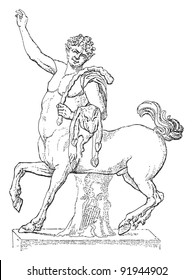 Centaur - greek - roman sculpture / vintage illustration from Meyers Konversations-Lexikon 1897