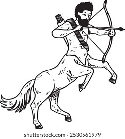 Centaur - hand drawn vector illustration of mythological creature that is half human, half horse