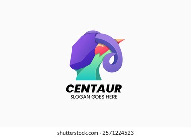 Centaur Head Gradient Colorful Logo. Vector Illustration