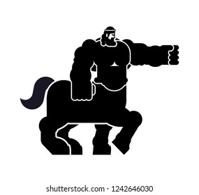 Centaur Heraldic animal silhouette. half-man half horse Fantastic Beast. Monster for coat of arms. Heraldry design element.