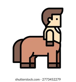 Centaur icon shows half human half horse creature with minimalist design and brown beige and black colors