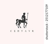 centaur logo holding spear vector illustration design