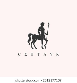 centaur logo holding spear vector illustration design