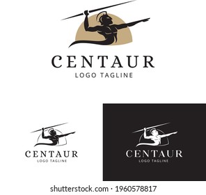 Centaur Logo Template with Spear, Horse Spartan Sagitarius Vector
