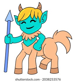 centaur monster half horse warrior war, vector illustration art. doodle icon image kawaii.