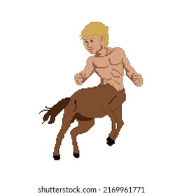 Centaur mythological creature pixel art isolated on white background. 8 bit style vector.