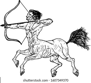 Centaur Shooting Bow Arrow Symbol Sagittarius Stock Vector (Royalty ...