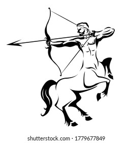 Centaur silhouette ancient mythology for tattoo