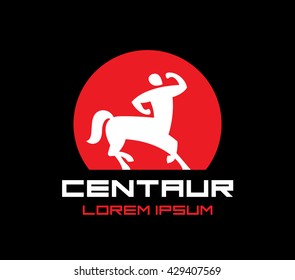 Centaur silhouette vector logo design template.