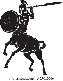 Centaur Sword and Shield Attack, Isolated Vector
