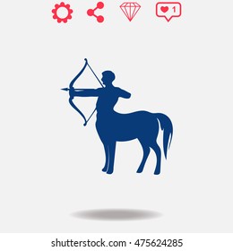 Centaur vector icon on grey background.