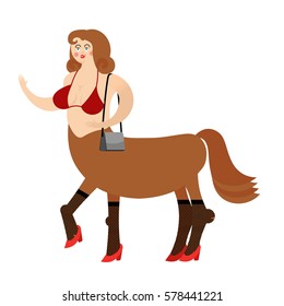Centaur woman fairytale creature. Female horse isolated. Fantastic animal. Centaurus mythology beast monster
