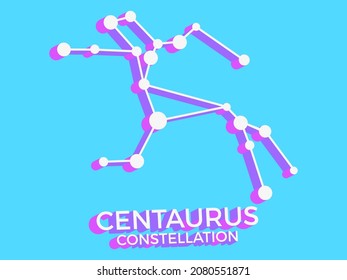 Centaurus constellation 3d symbol. Constellation icon in isometric style on blue background. Cluster of stars and galaxies. Vector illustration