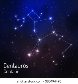 Centaurus constellation in the night starry sky. Vector illustration