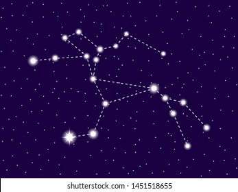 Centaurus constellation. Starry night sky. Zodiac sign. Cluster of stars and galaxies. Deep space. Vector illustration