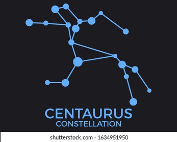 Centaurus constellation. Stars in the night sky. Cluster of stars and galaxies. Constellation of blue on a black background. Vector illustration