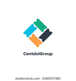 CentdolGroup - Showcases a creative logo design template, symbolizing corporate business identity with a puzzle and ticket sign.