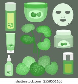 Centela Asiatica skin care product flat vector