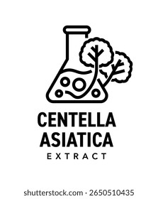 Centella asiatica extrair emblema - planta perene indiana pennywort usado em cosmetologia e medicina tradicional. Logotipo em negrito