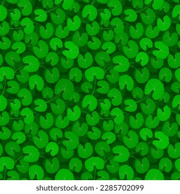 Centella asiatica seamless pattern vector illustration. Gotu kola repeated texture. Fresh green leaf for organic cosmetics, natural products, food, medicine design. Asian pennywort endless background