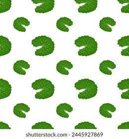 Centella asiatica seamless pattern vector illustration. Gotu kola repeated texture. Fresh cica green leaf for organic cosmetics, natural products, food, medicine design. Asian pennywort background