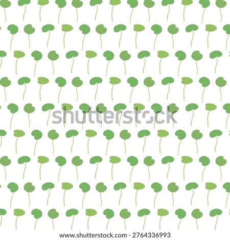 Centella asiatica small leaves in neat rows seamless pattern background