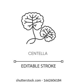 Centella pixel perfect linear icon. Herbal component. Natural skincare. Organic treatment. Thin line customizable illustration. Contour symbol. Vector isolated outline drawing. Editable stroke