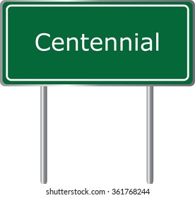 Centennial , Colorado , road sign green vector illustration, road table, USA city