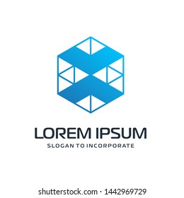 center abstract Logo Template. construction concept. digital technology logo - vector