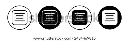 Center align flat line icon set. Center align Thin line illustration vector