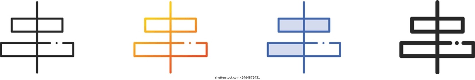 center align icon.Thin Linear, Gradient, Blue Stroke and bold Style Design Isolated On White Background