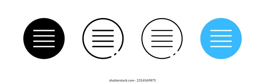 Center alignment. Different styles, color, center alignment icon. Vector icons.
