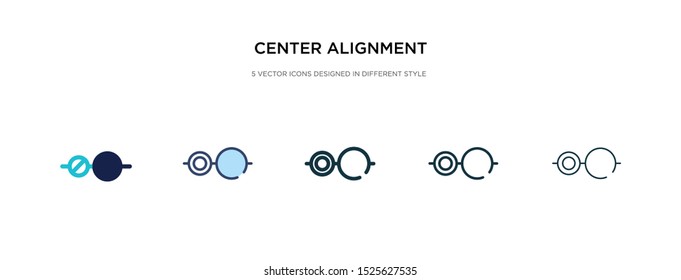 center alignment icon in different style vector illustration. two colored and black center alignment vector icons designed in filled, outline, line and stroke style can be used for web, mobile, ui