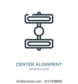 Dünnzeilensymbol mit mittlerer Ausrichtung. mittlere, einfache Linearsymbole aus dem geometrischen Figurenkonzept isoliertes Rahmenzeichen. Vektorgrafik-Symbol-Element für Webdesign und Apps.
