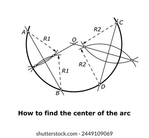 Center of the arc vector illustration