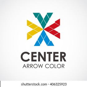 Center arrow of colorful triangle abstract vector and logo design or template focus business icon of company identity symbol concept