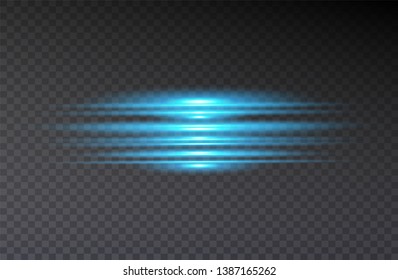 In the center of a bright flash. A multicolored glowing light explodes on a transparent background. Transparent shining stripes. Vector sparkles.