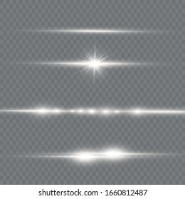 To center a bright flash. Transparent shining sun, bright flash. White glowing light explodes on a transparent background. Sparkling magical dust particles. Bright Star. Vector sparkles. 