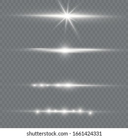 To center a bright flash. Transparent shining sun, bright flash. White glowing light explodes on a transparent background. Sparkling magical dust particles. Bright Star. Vector sparkles. 