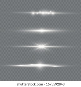 To center a bright flash. Transparent shining sun, bright flash. White glowing light explodes on a transparent background. Sparkling magical dust particles. Bright Star. Vector sparkles. 