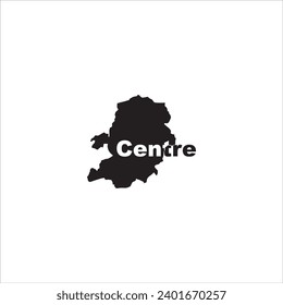 Center Cameroon map and black letter design on white background