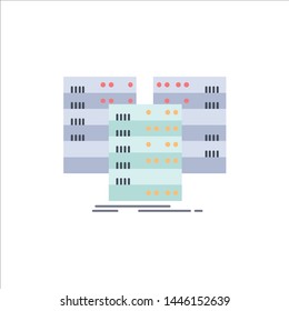 Center, centre, data, database, server Flat Color Icon Vector