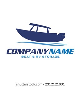 Center Console Boat logo. Unique and fresh Center console boat with Water splash in it. Great to use as your boat company logo