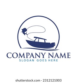 Center Console Boat logo. Unique and fresh Center console boat with Water splash in it. Great to use as your boat company logo